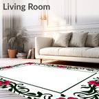Vibrant Floral Vine Border Rug