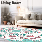 Retro Floral Swirl Design Rug