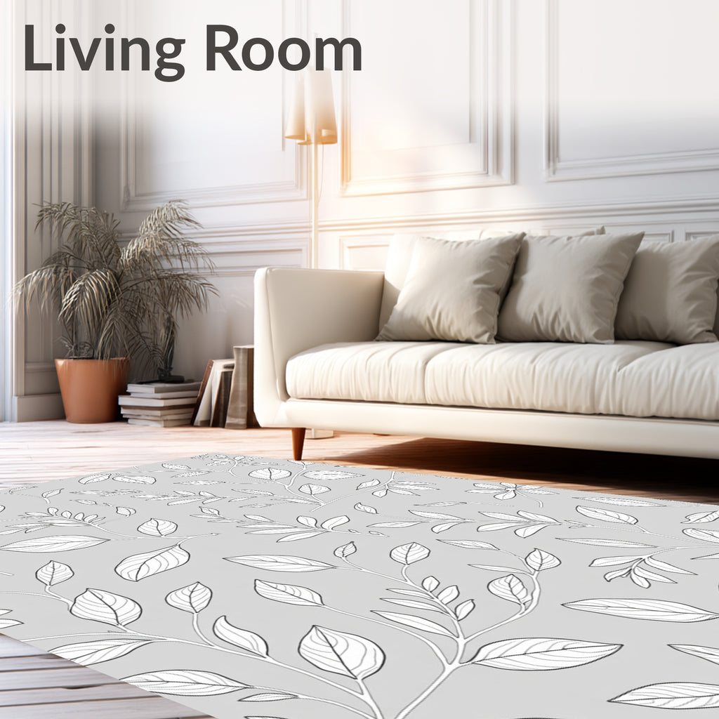 Elegant Outline Leaf Tendril Design Rug