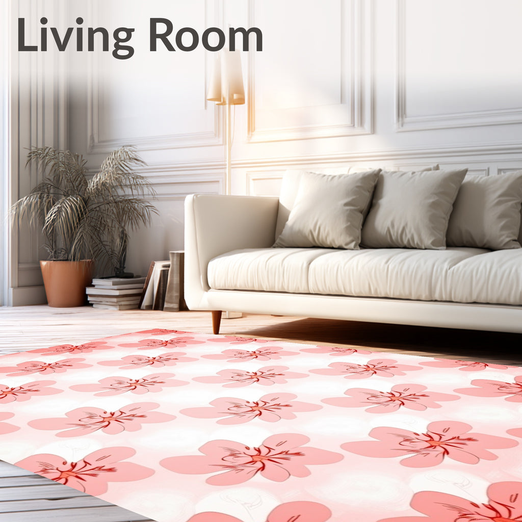 Soft Pink Floral Pattern Rug