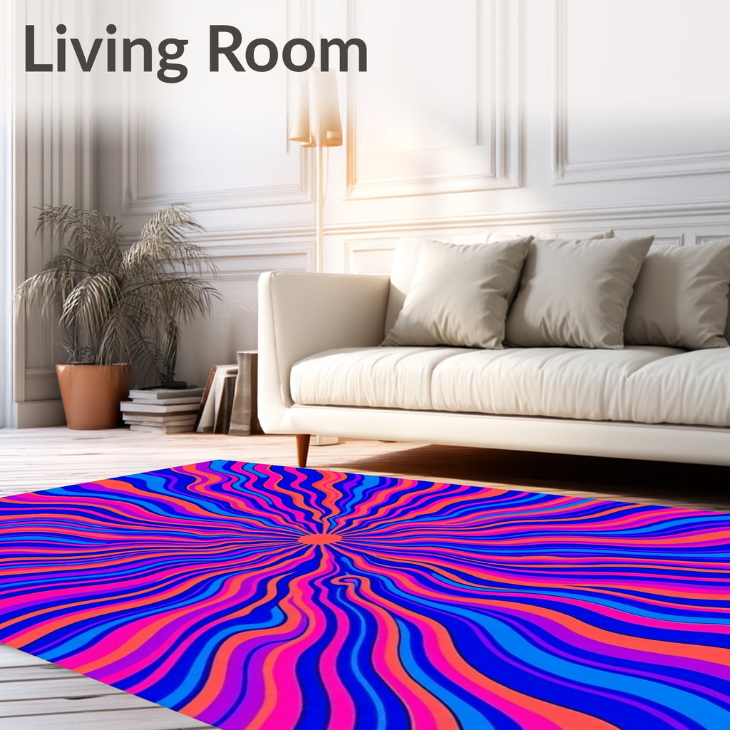 Vibrant Psychedelic Sunburst Swirl Rug