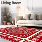 Red Floral Starburst Geometric Rug