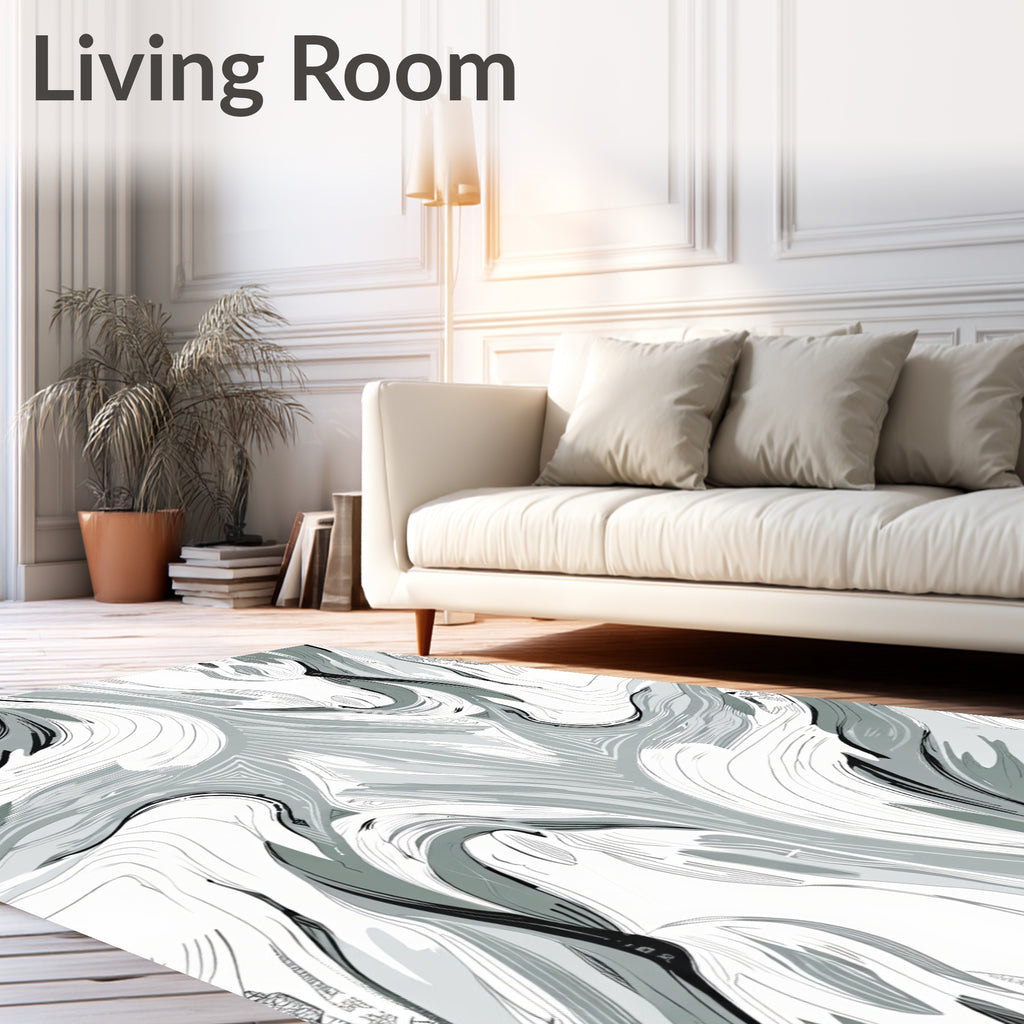 Abstract Flowing Monochrome Motion Pattern Rug