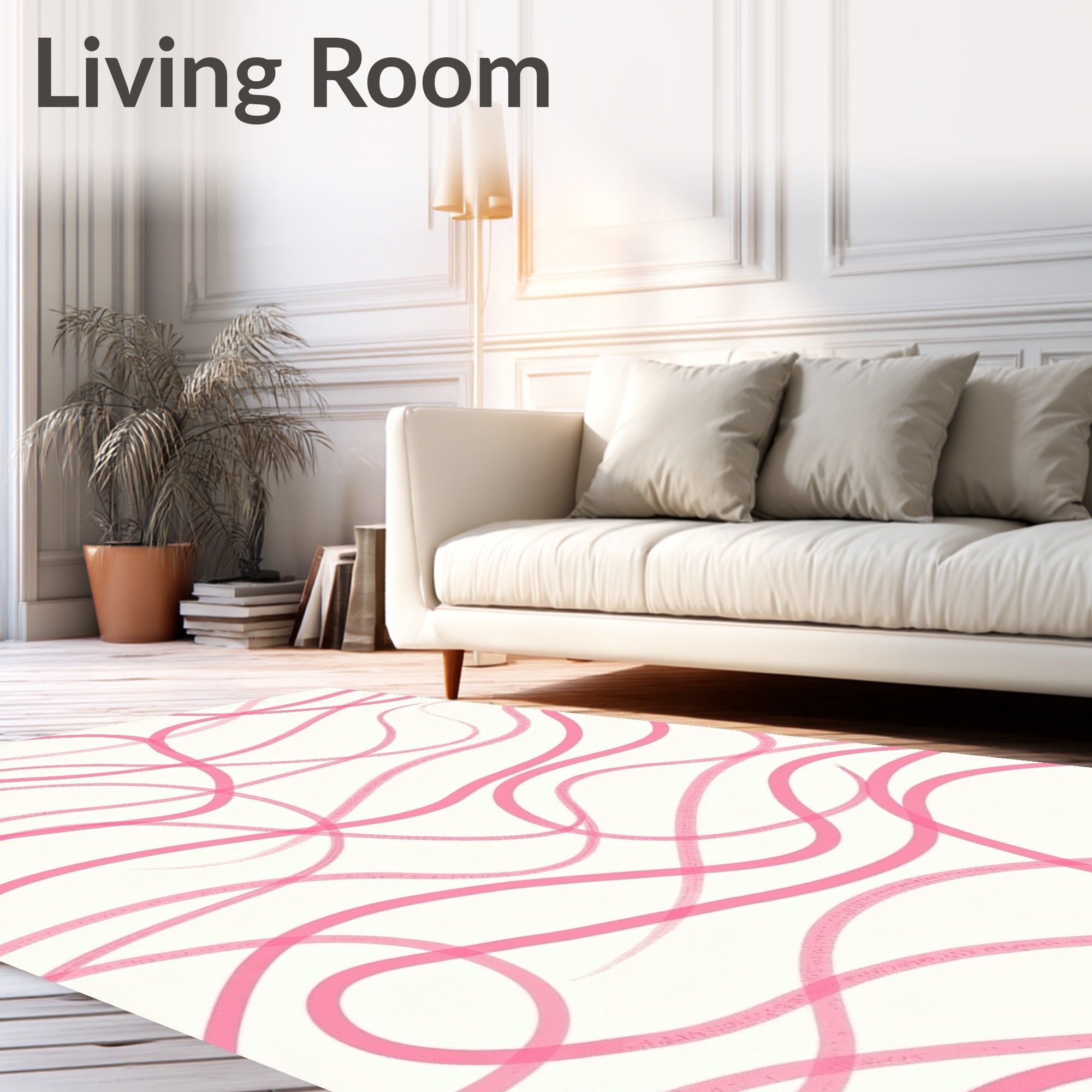 Whimsical Pink Swirl Abstract Rug