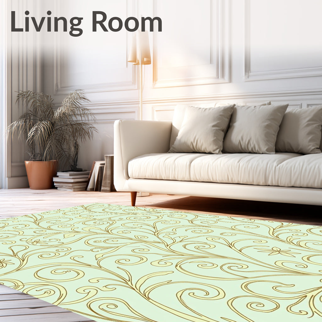 Elegant Swirling Floral Vine Pattern Rug