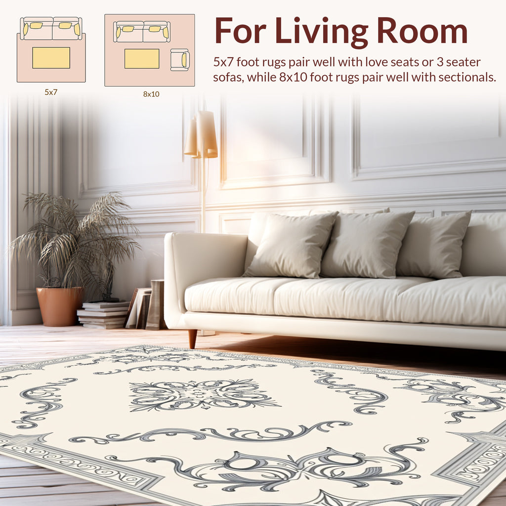 Elegant Ornamental Scrollwork Design Rug