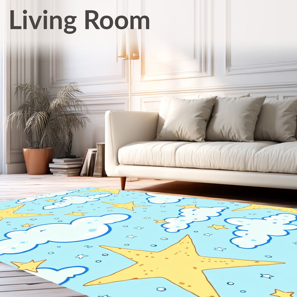 Dreamy Sky Star and Cloud Pattern Rug