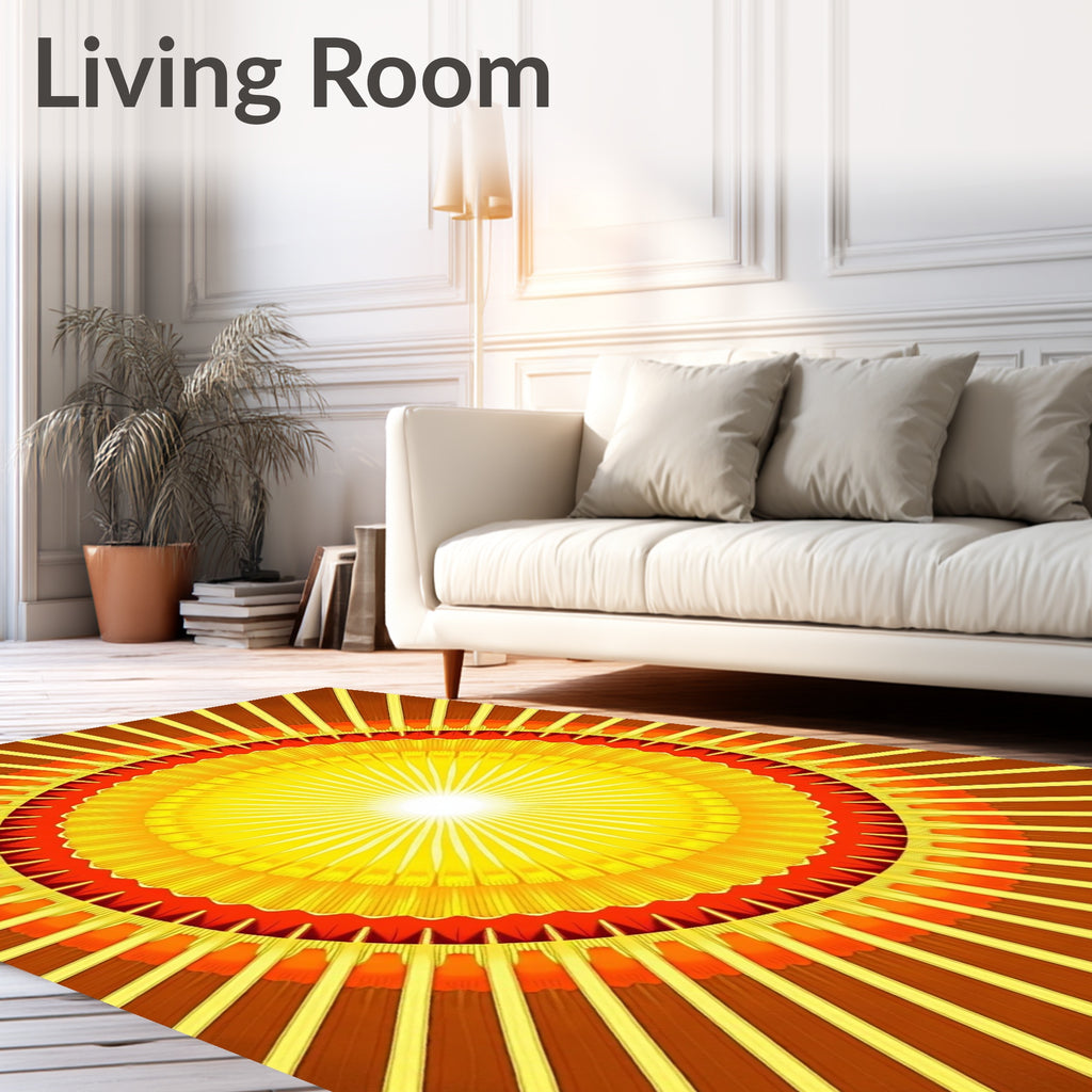 Radiant Sunburst Geometric Pattern Rug