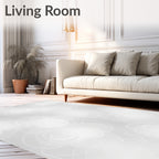 Soft White Swirl Floral Abstract Rug