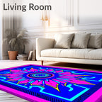Vibrant Geometric Sunburst Mandala Pattern Rug