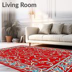 Red Floral Swirl Detailed Border Rug