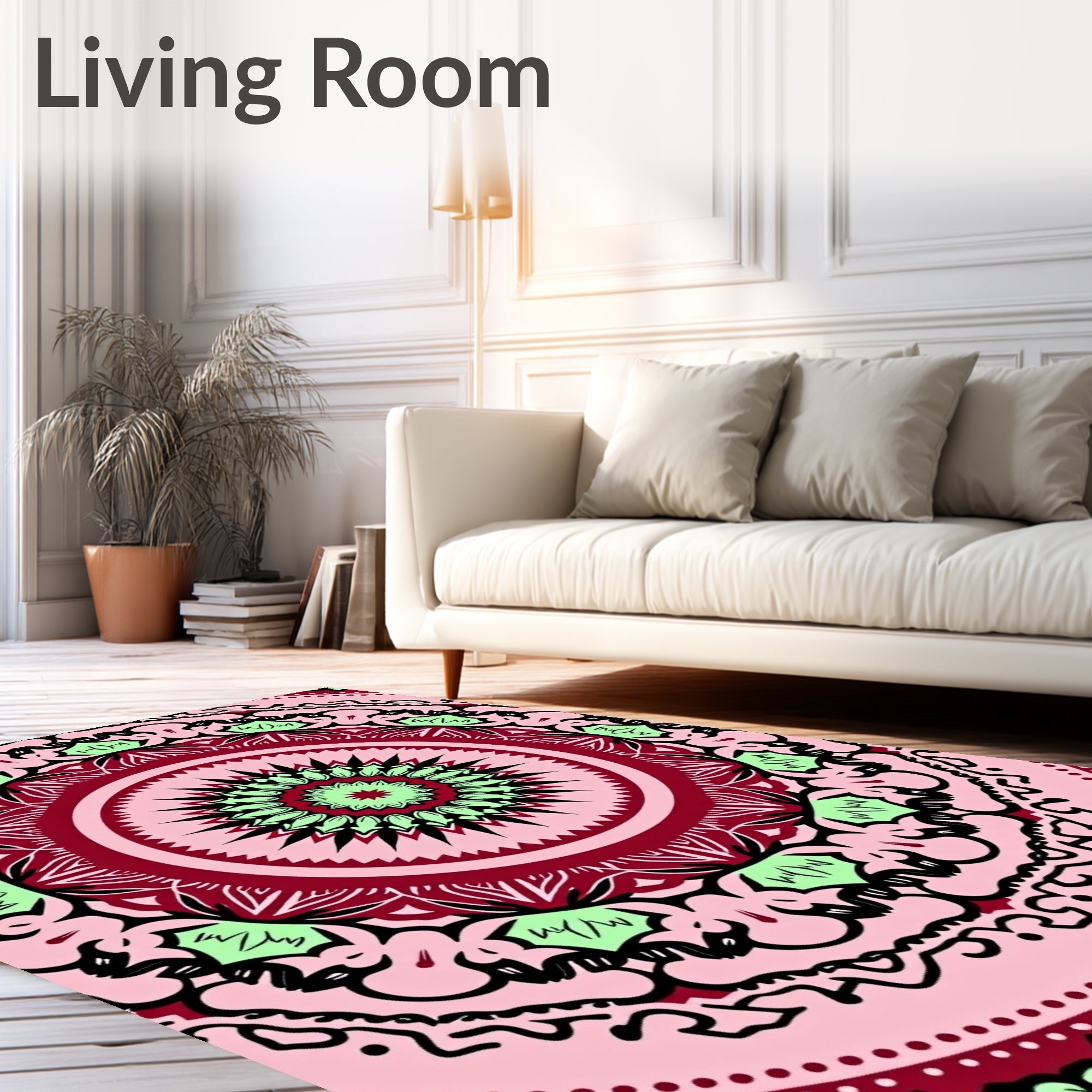 Mandala Floral Patterned Textile Design Rug