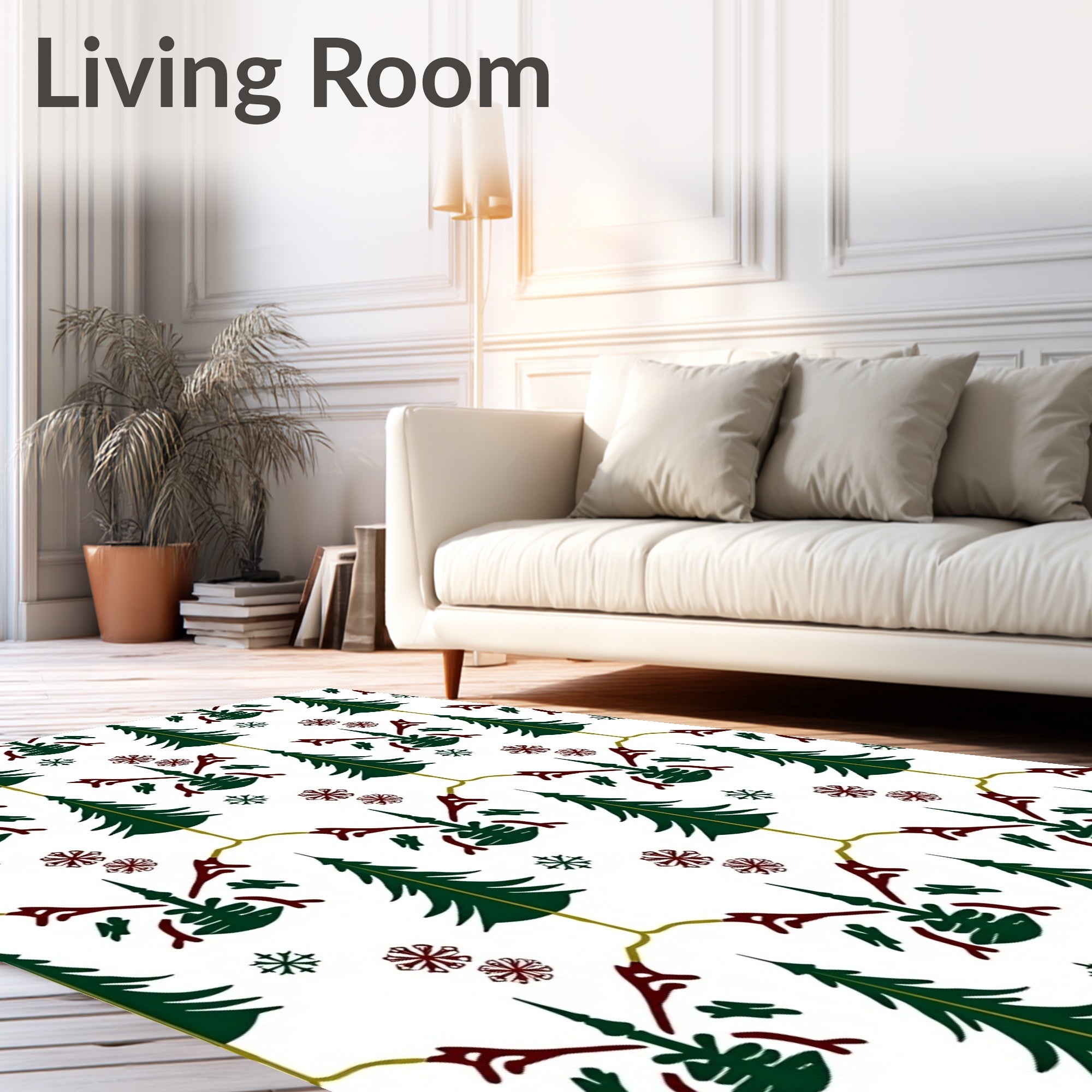Frosted Pine and Holly Garland Rug