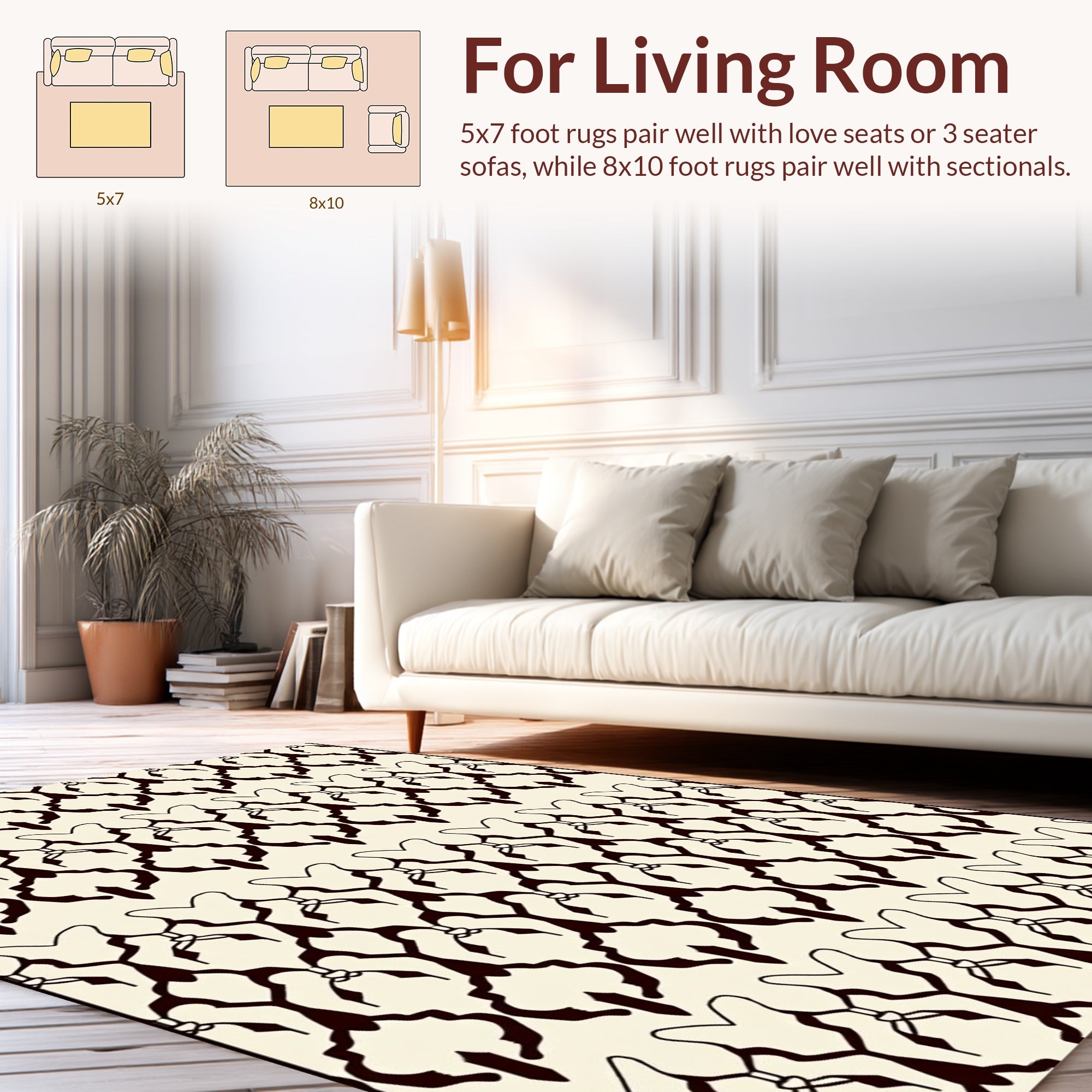 Striking Damask Patterned Overlay Rug