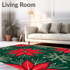 Bold Red Floral Pattern Rug