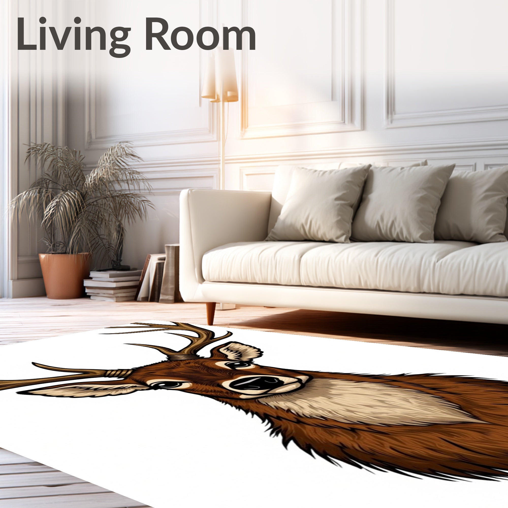 Artistic Deer Stag Antlers Pattern Rug
