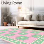 Floral Medallion Patterned Soft Pink Rug