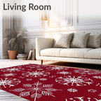 Elegant White Snowflake Pattern Design Rug
