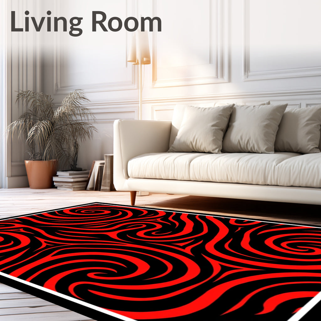 Bold Red Swirl Abstract Pattern Rug