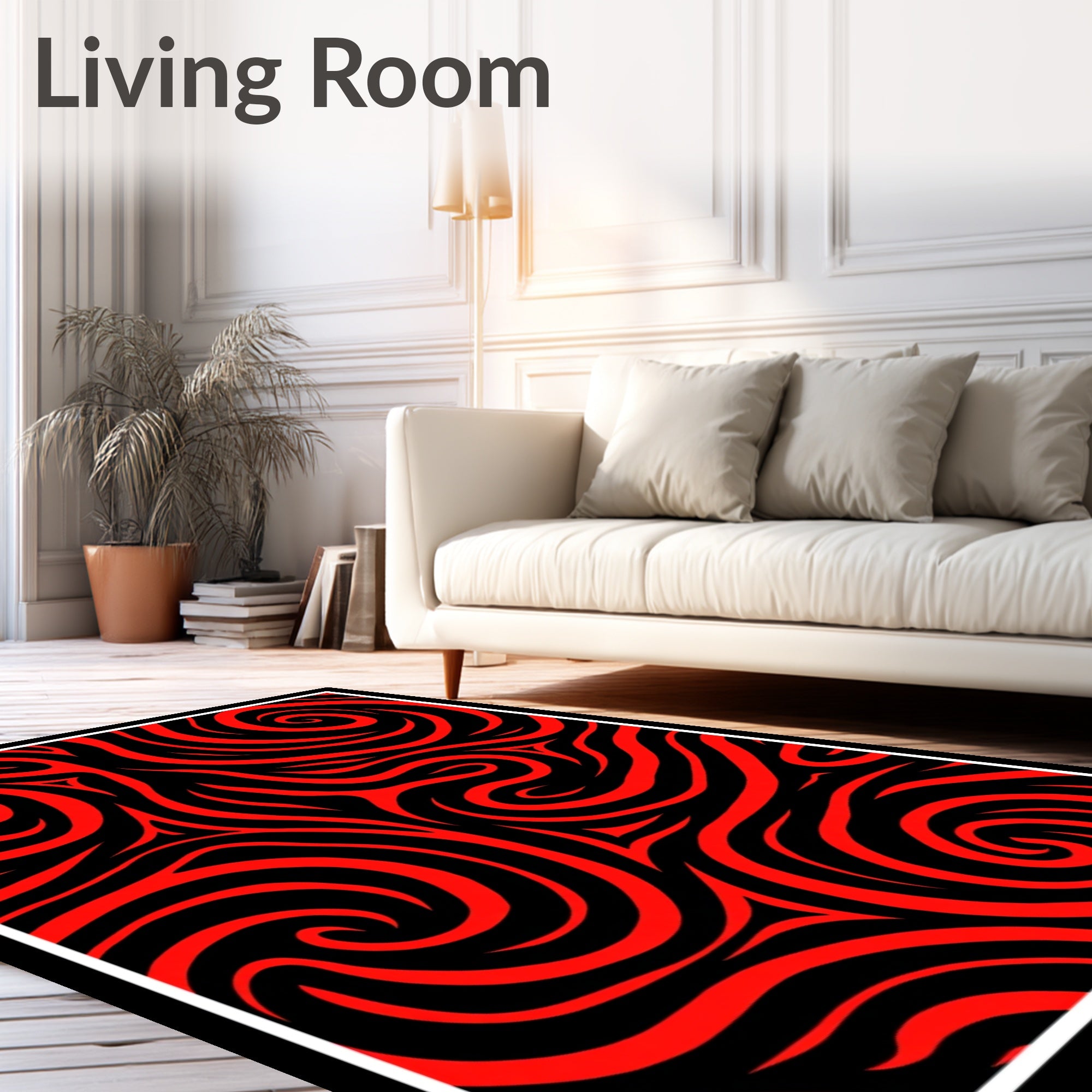 Bold Red Swirl Abstract Pattern Rug