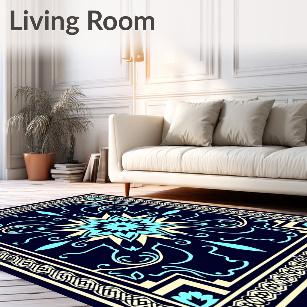 Elegant Floral And Geometric Border Rug
