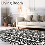 Bold Black White Geometric Stripe Rug
