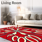 Bold Red Floral Symmetry Rug
