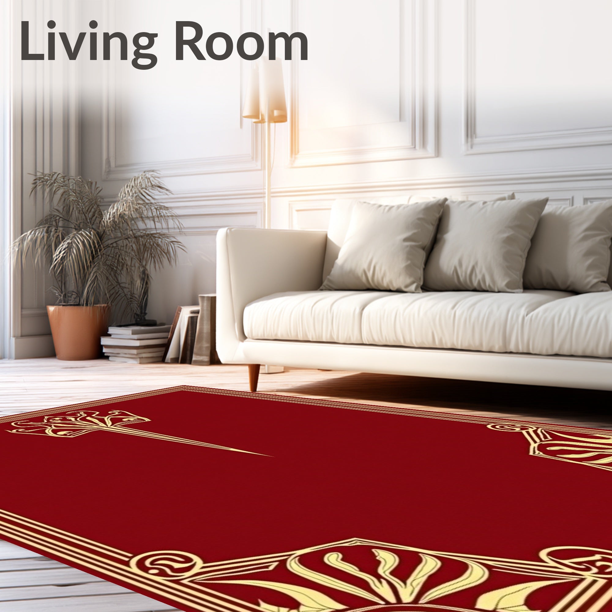 Golden Floral Art Nouveau Design Rug