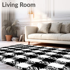 Bold Black White Gingham Check Rug