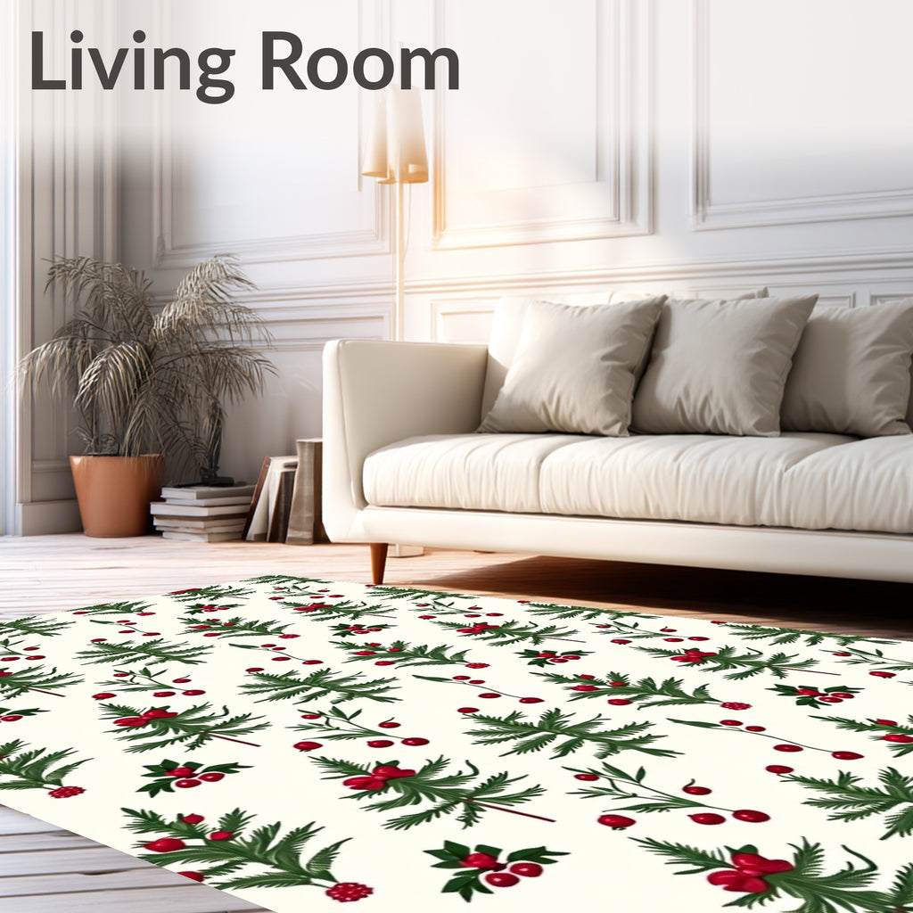 Festive Pinecone Berry Pattern Rug