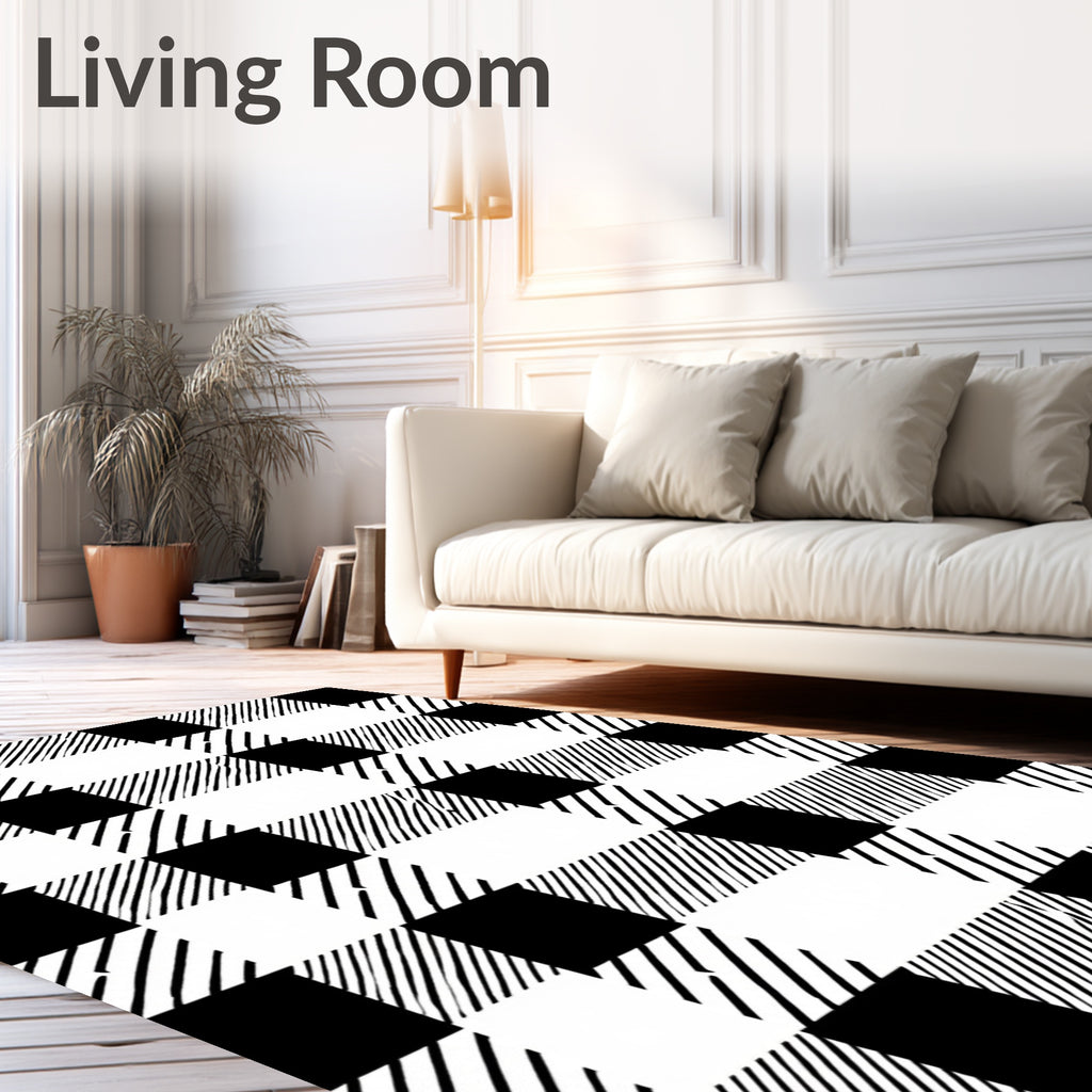 Classic Black White Buffalo Check Rug