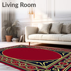 Ornate Red Gold Navy Border Rug