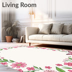 Pink Butterflies and Daisies Pattern Rug