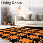Orange Black Pixelated Checked Pattern Rug