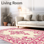 Classic Floral Medallion Pink Rug