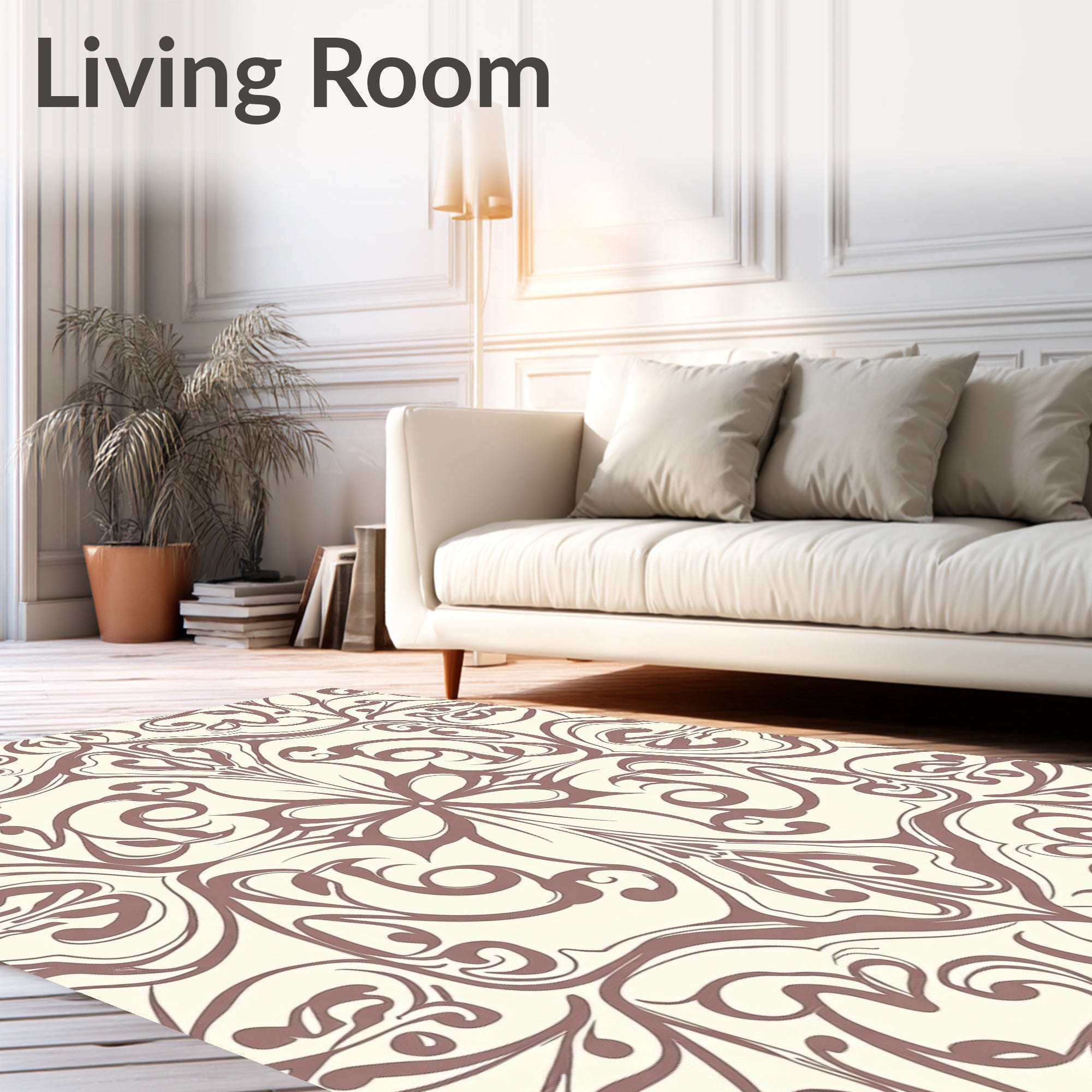 Elegant Floral Swirl Pattern Design Rug