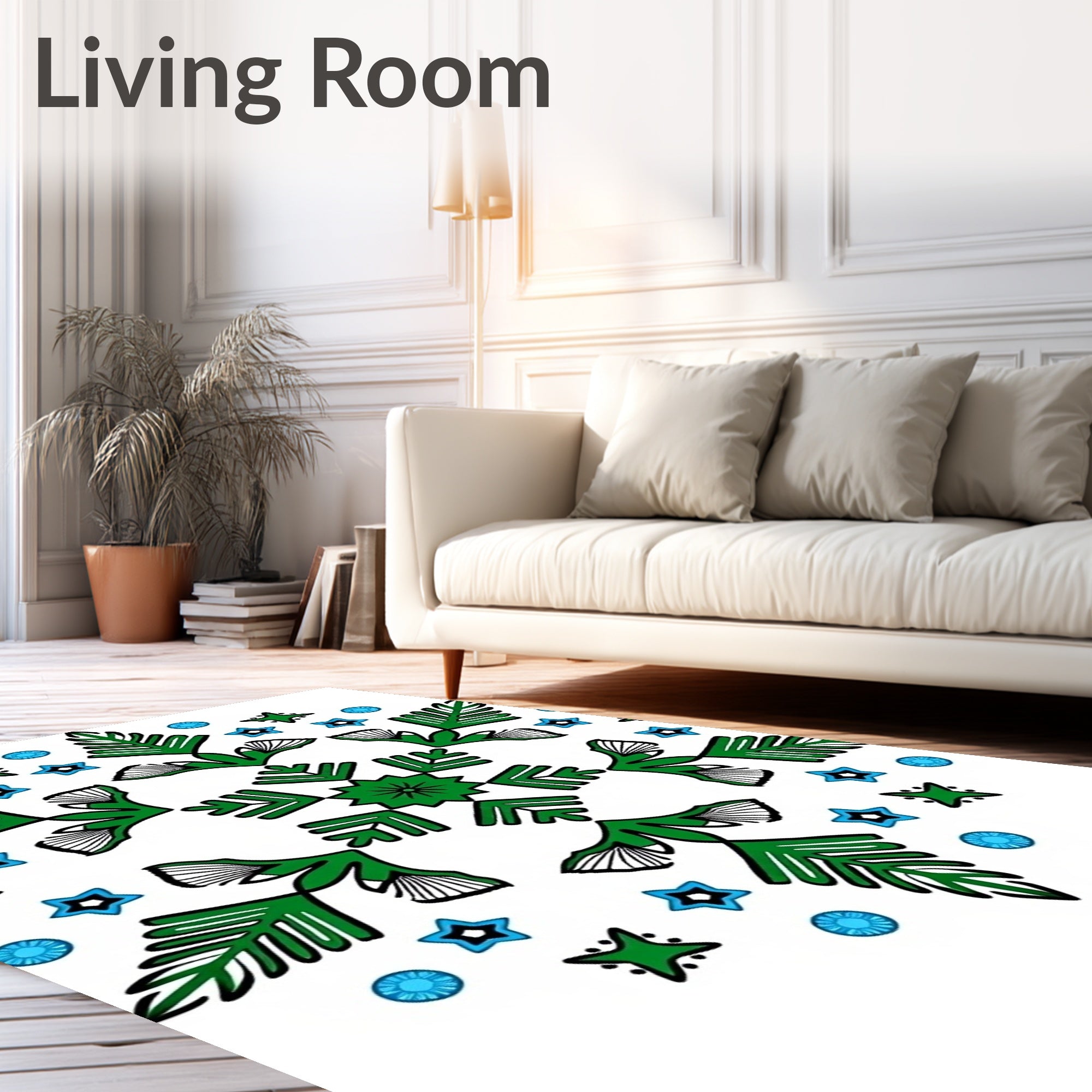 Emerald Green Starburst Snowflake Medallion Rug