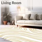 Abstract Wavy Beige Pattern Rug