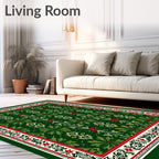 Green Floral Scrollwork Inspired Design Rug