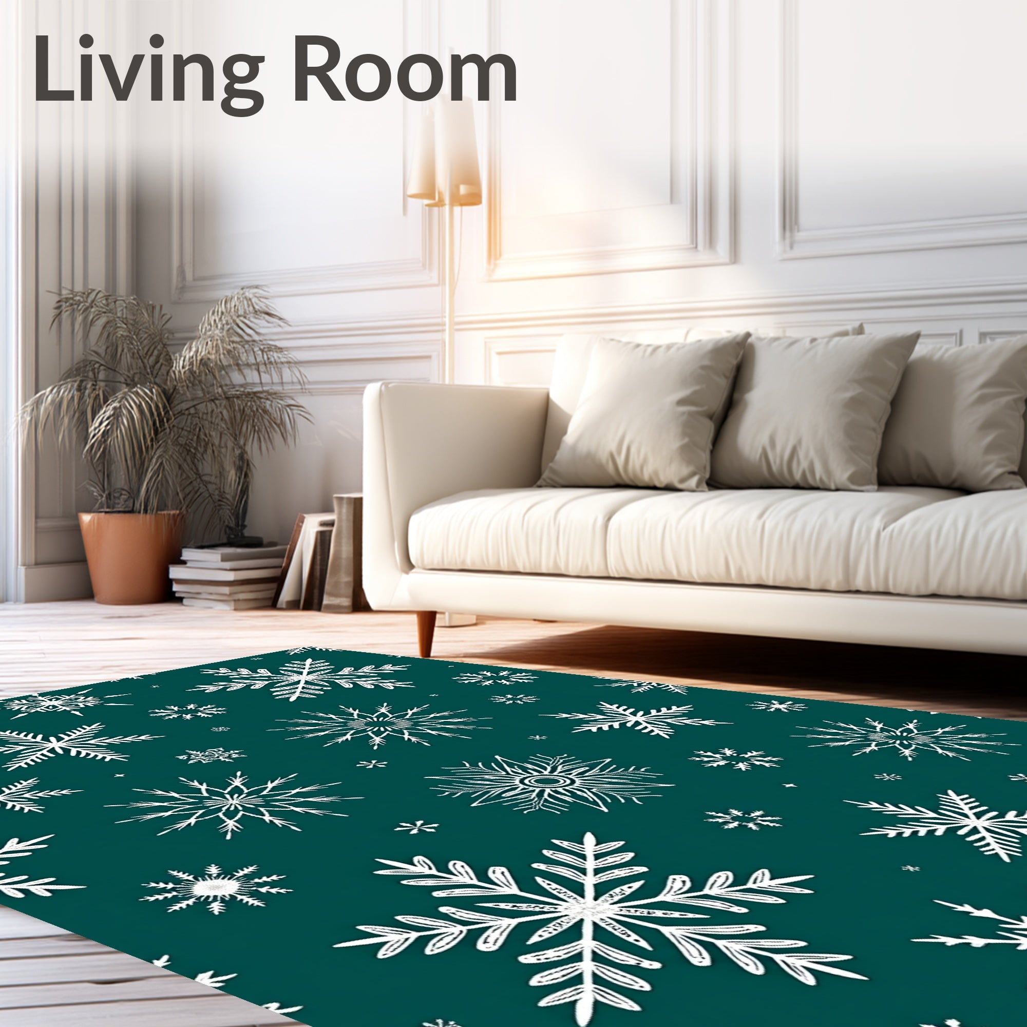 Winter Snowflake Pattern Teal Rug