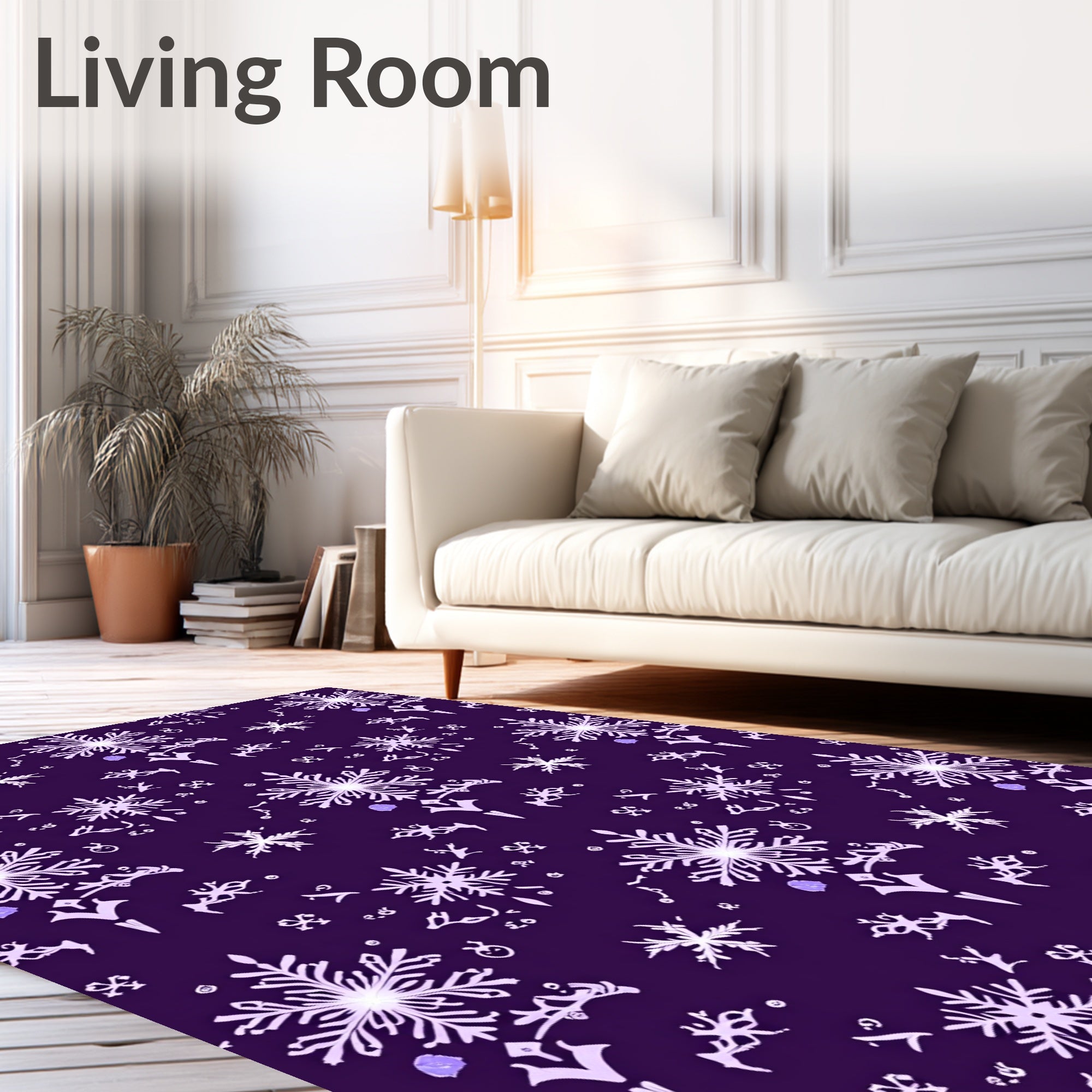Festive Snowflake Patterned Dark Rug