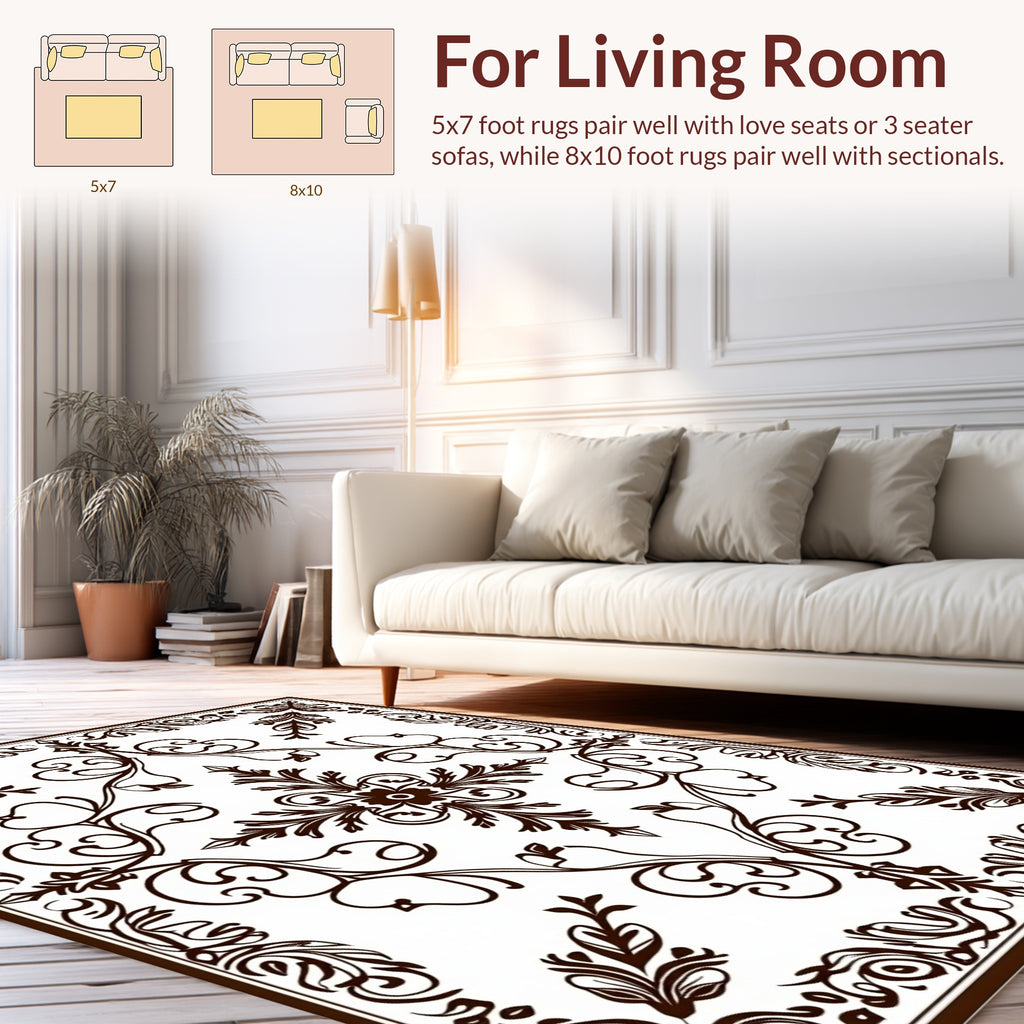 Ornate Swirl Floral Pattern Rug