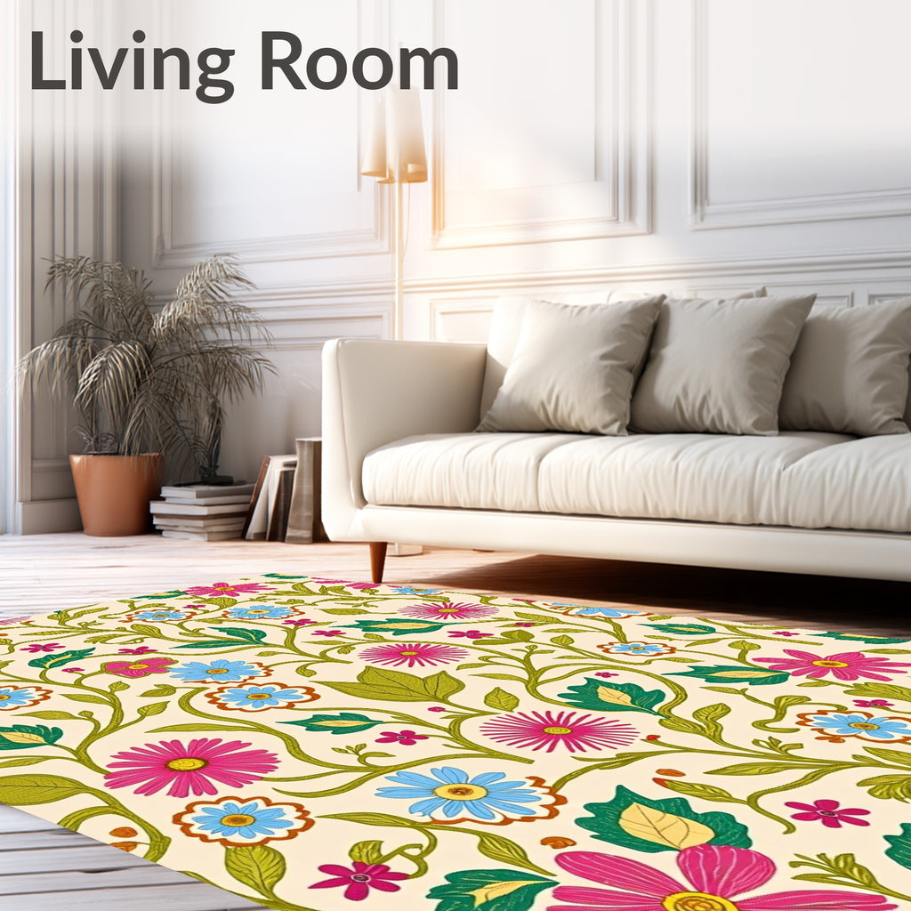 Vintage Floral Vines Pattern Rug