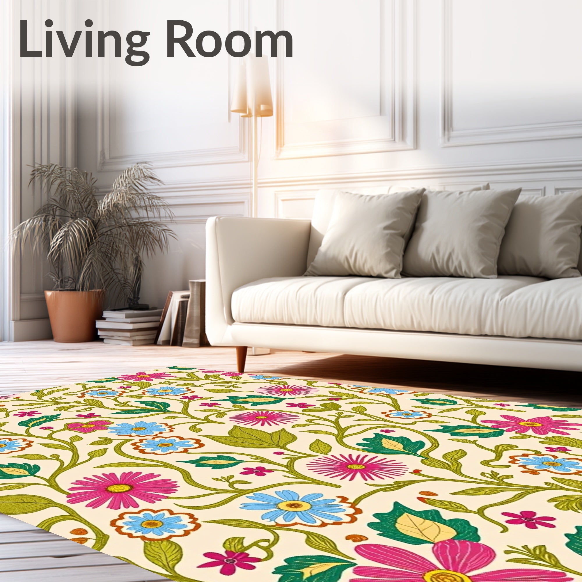 Vintage Floral Vines Pattern Rug