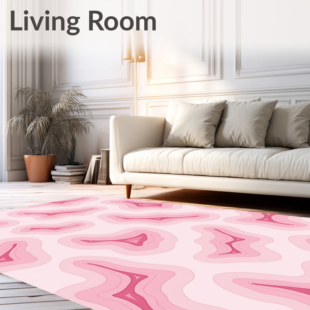 Pink Concentric Layered Abstract Pattern Rug