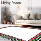 Ornate Red Black White Polka Dot Pattern Rug