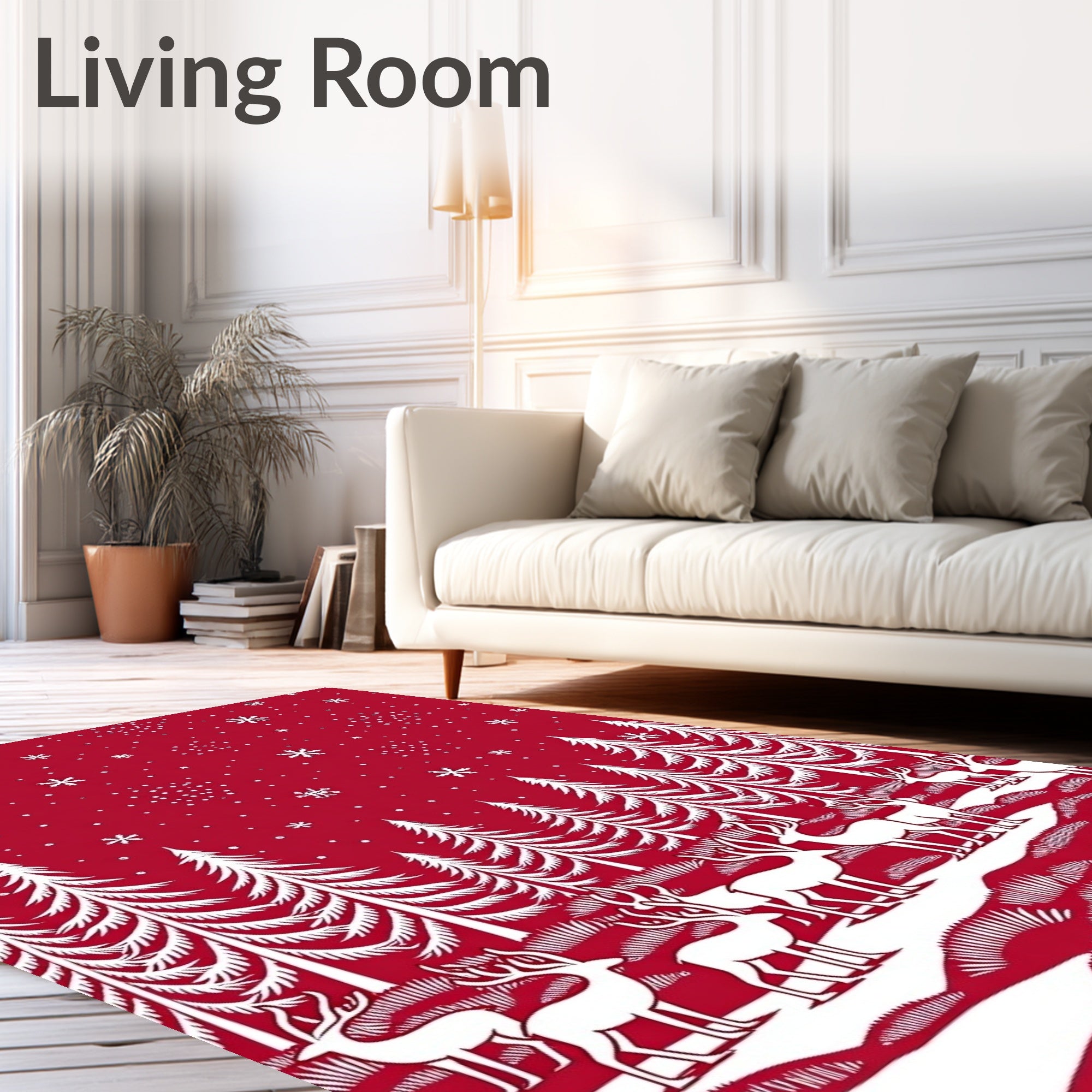 Winter Forest Reindeer Silhouette Rug