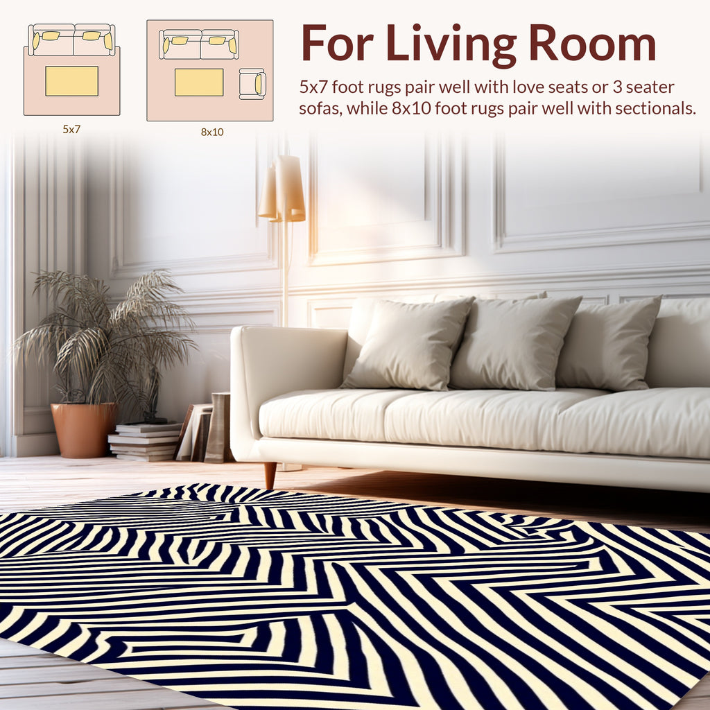 Optical Illusion Zigzag Stripe Pattern Rug