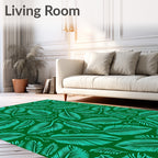 Emerald Green Teal Feather Composition Rug