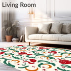 Whimsical Forest Mushroom Star Pattern Rug